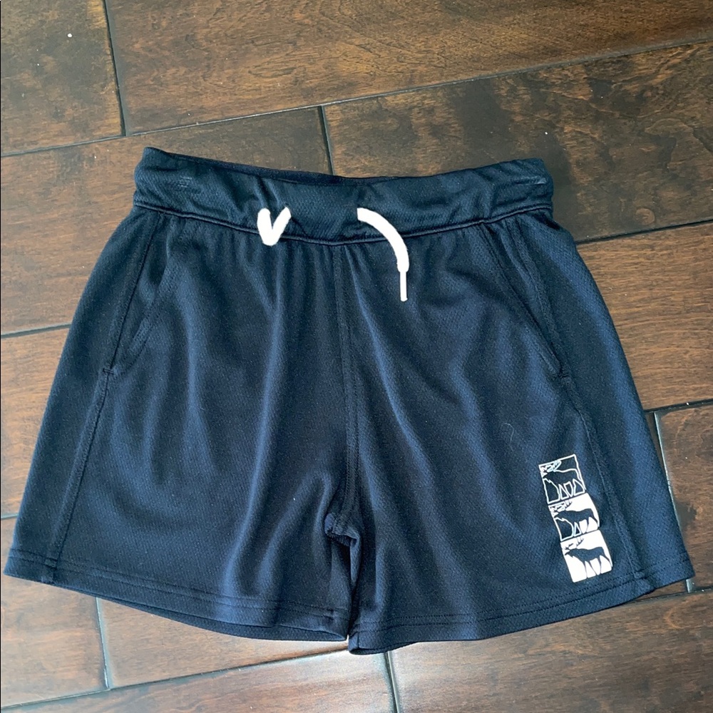 Black Athletic Shorts with White Drawstring